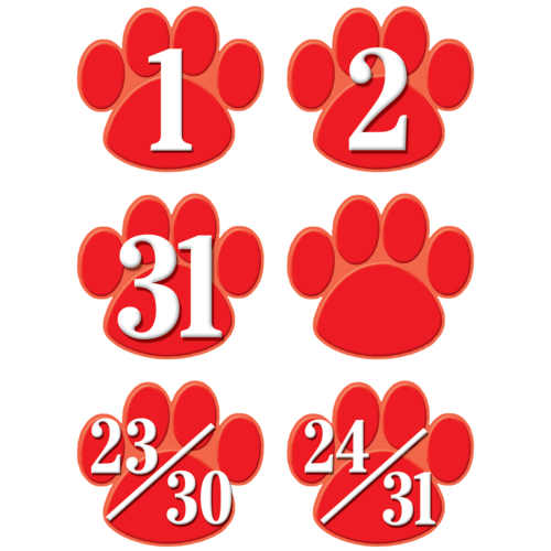 Red Paw Prints Calendar Days - TCR5239 | Teacher Created Resources