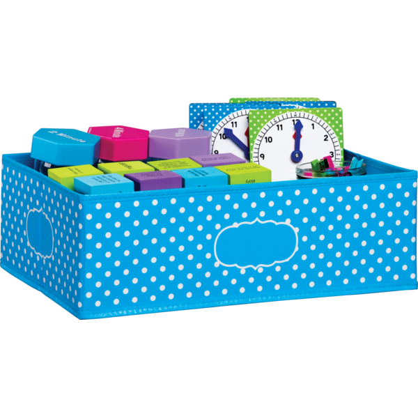Aqua Polka Dots Storage Bin TCR20816 Teacher Created Resources