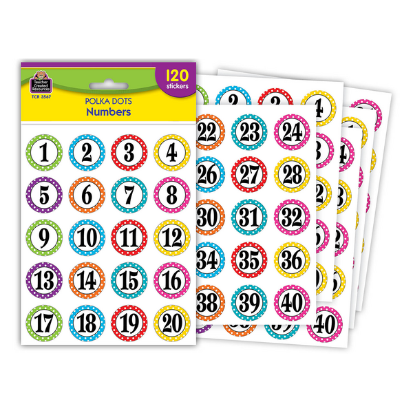 Polka Dots Numbers Stickers TCR3567 Teacher Created Resources