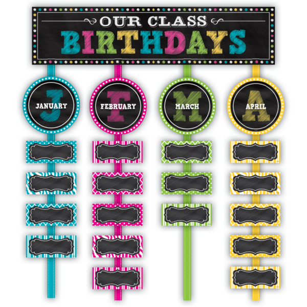 Chalkboard Brights Our Class Birthdays Mini Bulletin Board - TCR5506 ...