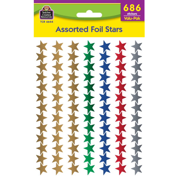 Assorted Foil Stars Stickers Valu-Pak - TCR6644 | Teacher Created Resources