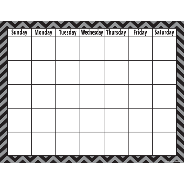 Black Chevron Calendar Chart TCR7581 Teacher Created Resources