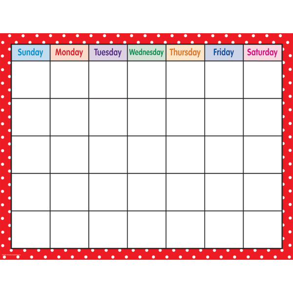 Red Polka Dots Calendar Chart - TCR7709 | Teacher Created Resources