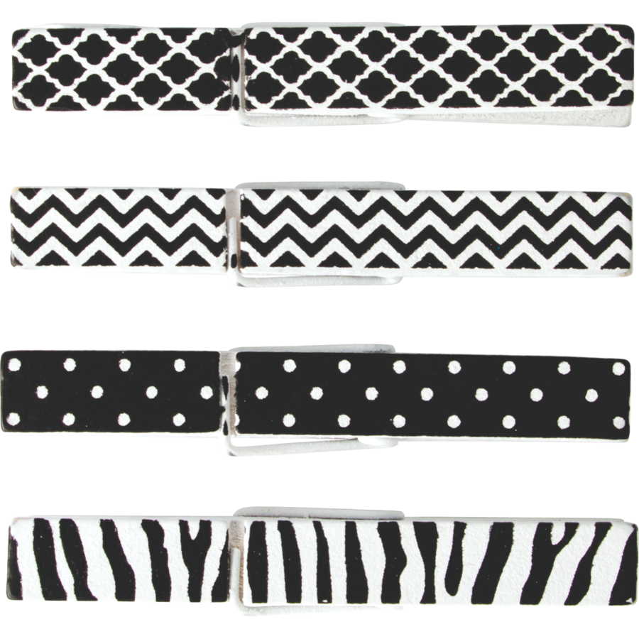 Black & White Clothespins TCR20672 Teacher Created Resources