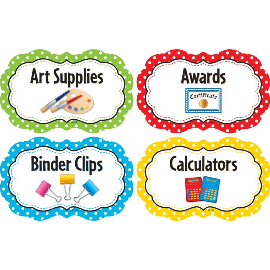 Polka Dots Classroom Supply Labels - TCR3565 | Teacher Created Resources