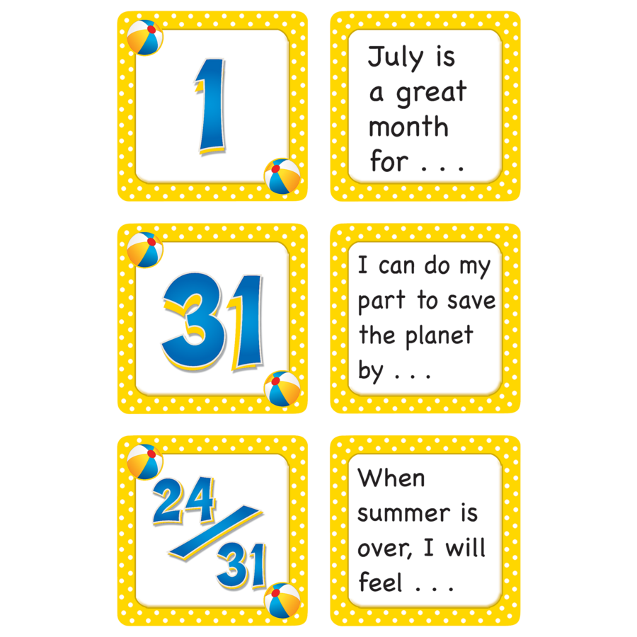 July Polka Dots Calendar Days/Story Starters TCR5081 Teacher