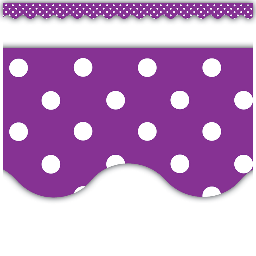 Teacher Created Resources Purple Polka Dots Scalloped Border Trim 