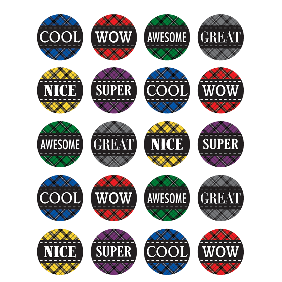 Teacher Created Resources Plaid Magnetic Labels - 30 Write-On/Wipe-Off Classroom Labels