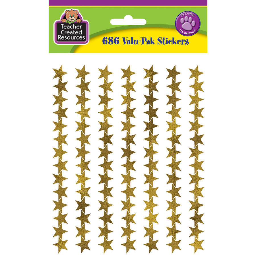 Gold Foil Stars Stickers Valu-Pak - TCR5799 | Teacher Created Resources