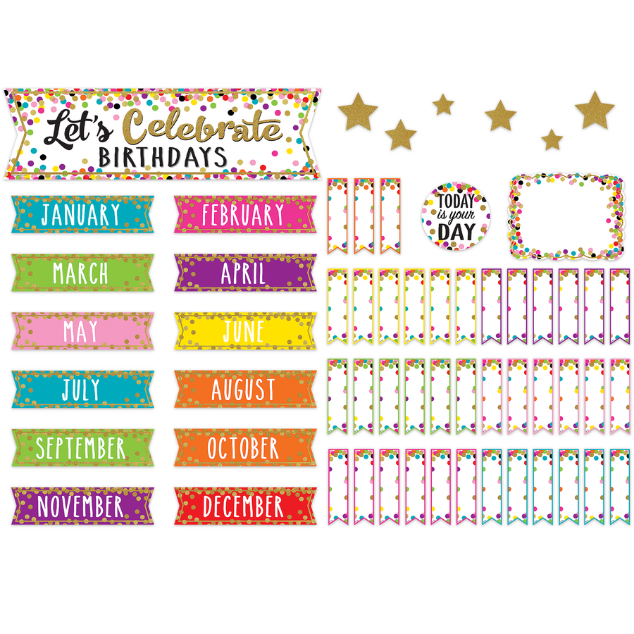 Confetti Let's Celebrate Birthdays Mini Bulletin Board - TCR5884 ...
