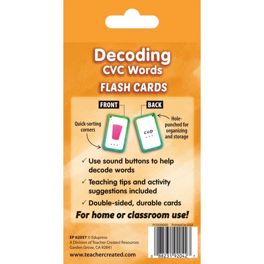 Decoding Cvc Words Flash Cards Tcr62057 Teacher Created Resources