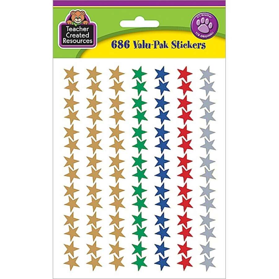 Assorted Foil Stars Stickers Valu-Pak - TCR6644 | Teacher Created Resources