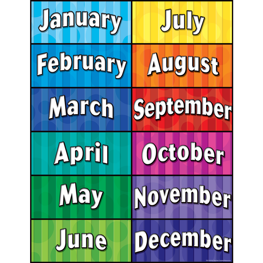 Months Of The Year List Printable Free