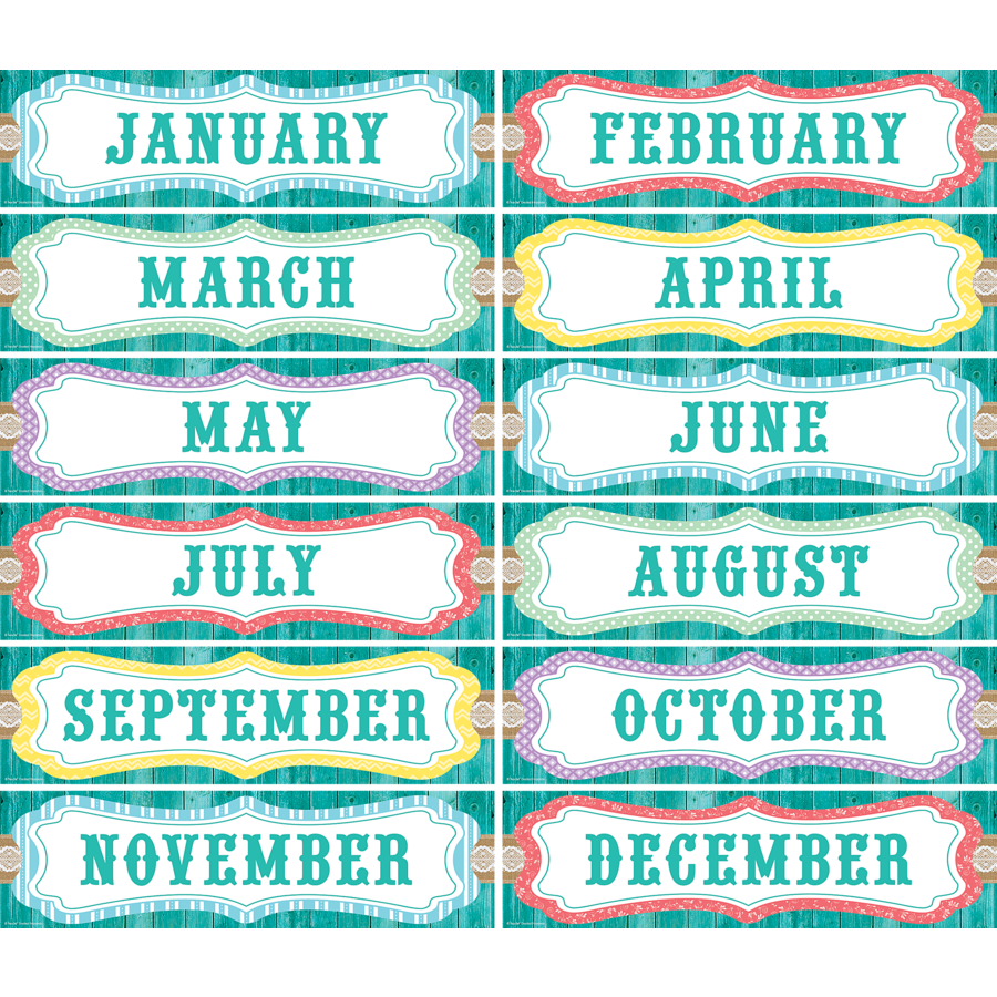 Shabby Chic Monthly Headliners - TCR77193 | Teacher Created Resources