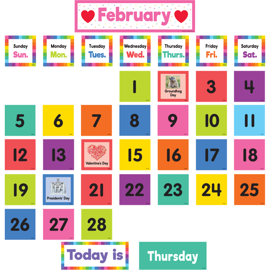 Colorful Calendar Pocket Chart Cards TCR8345 Teacher Created Resources