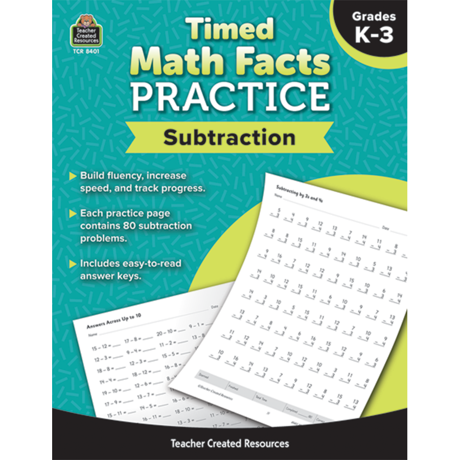 Timed Math Facts Practice Subtraction TCR8401 Teacher Created 