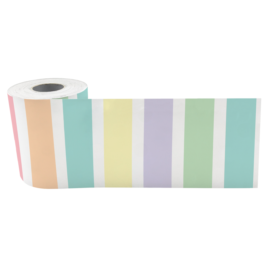 Pastel Pop Stripes Straight Rolled Border Trim TCR9156 Teacher Created Resources
