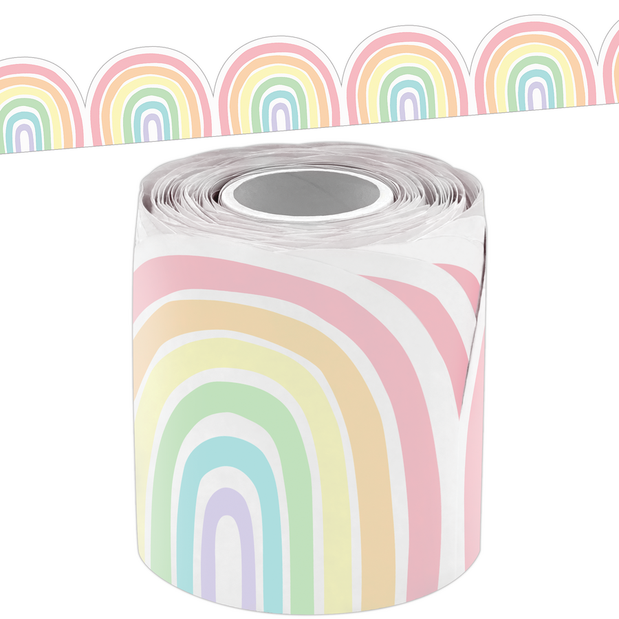 Pastel Pop Rainbows DieCut Rolled Border Trim TCR9160 Teacher Created Resources