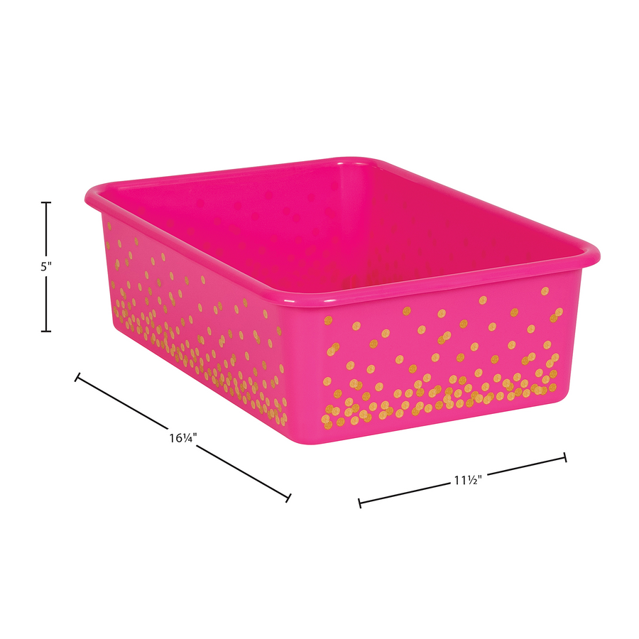 Pink Confetti Large Plastic Storage Bins 6Pack TCR32245 Teacher