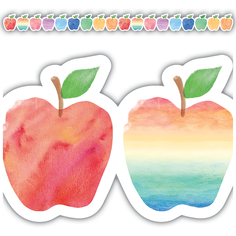 Watercolor Apples Die-Cut Border Trim TCR3573 | Teacher Created Resources