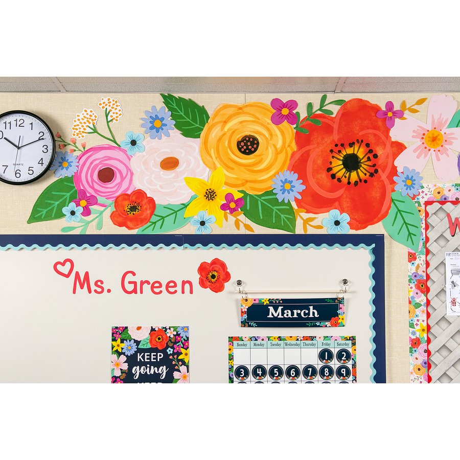 Bordo Decorativo Teacher Created Resources Wildflowers - Fregio Per Aula E Bacheca, 12 Pezzi Da 7,6x89 Cm, Lunghezza Totale 10,7 Metri