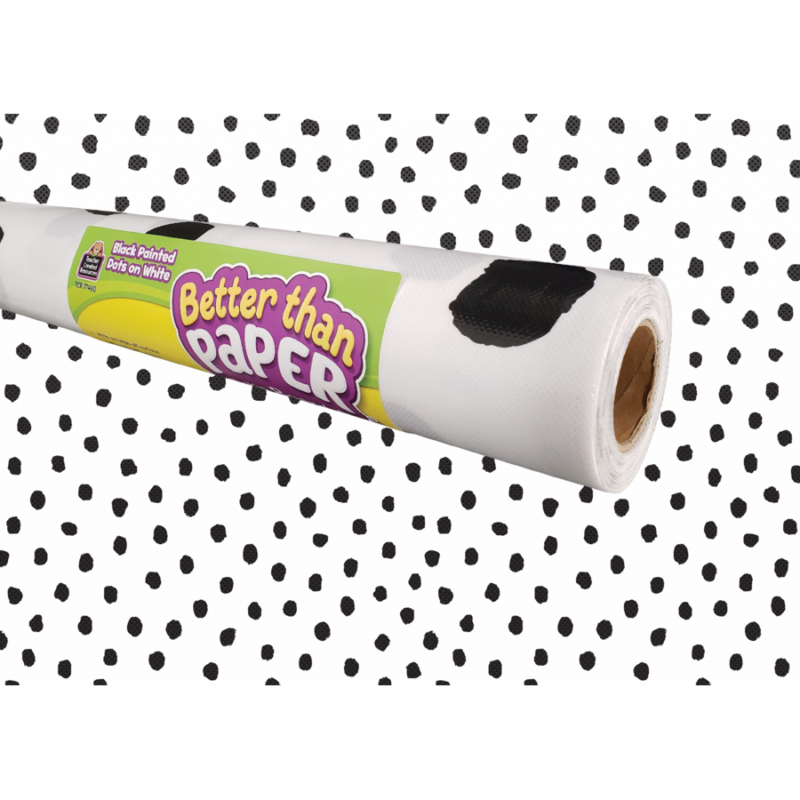 Black Painted Dots on White Better Than Paper Bulletin Board Roll