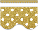 Gold Shimmer Polka Dots Scalloped Border Trim