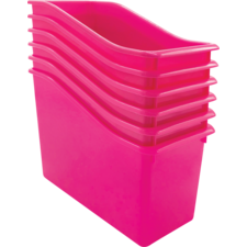 Pink Plastic Book Bin 6 Pack