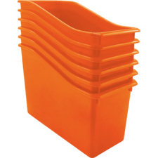 Orange Plastic Book Bin 6 Pack