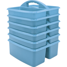 Light Blue Plastic Storage Caddy 6 Pack