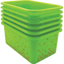 Lime Confetti Small Plastic Storage Bins 6-Pack