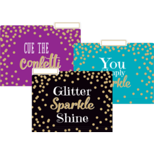 Gold Foil Confetti File Folders