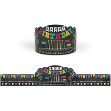 Chalkboard Brights Happy Birthday Crowns