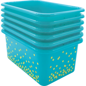 TCR32240 Teal Confetti Small Plastic Storage Bins 6-Pack Image
