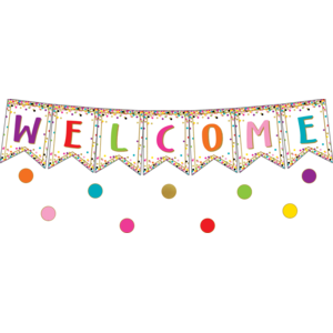 TCR3608 Confetti Pennants Welcome Bulletin Board Display Image