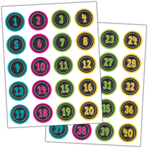 TCR3841 Chalkboard Brights Numbers Stickers Image