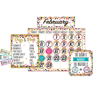 TCR5443 Confetti Calendar Bulletin Board Display Image