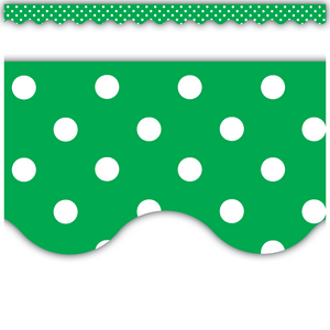 TCR5498 Green Polka Dots Scalloped Border Trim Image