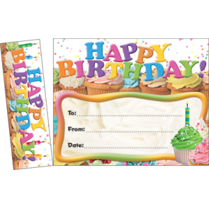 TCR63024 Happy Birthday Cupcakes Bookmark Awards Image