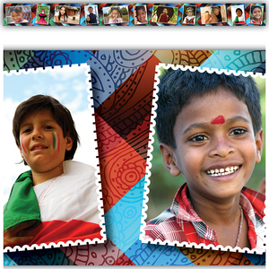 TCR63290 Multicultural Kids Postcards Straight Border Trim Image