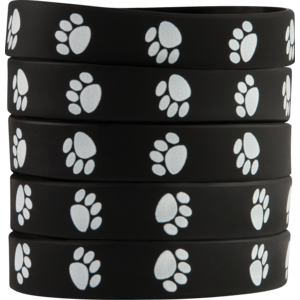 TCR6570 Black with White Paw Prints Wristbands Image