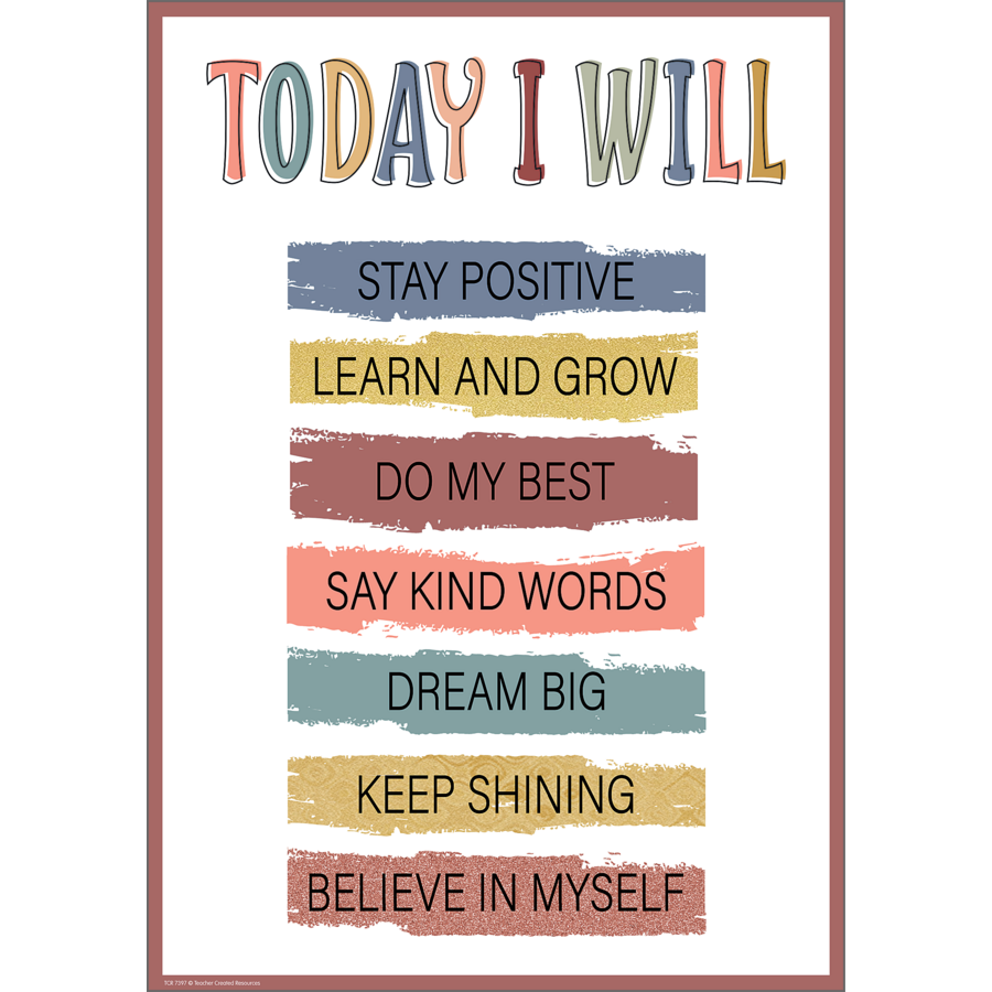 Today I Will Positive Poster TCR7397 Teacher Created Resources