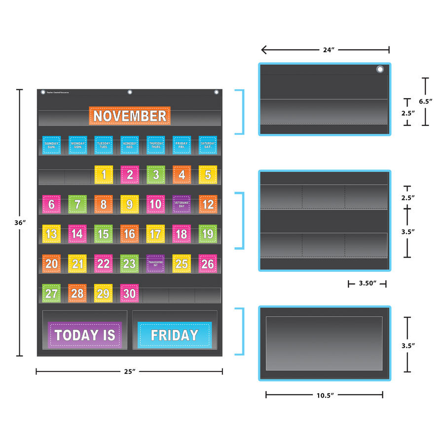 Cell Phone Storage Pocket Chart with Chalkboard Bright Numbers