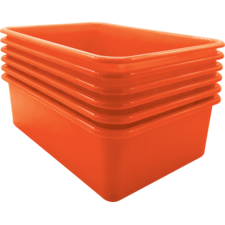 Orange Large Plastic Storage Bin 6 Pack