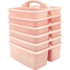 Blush Plastic Storage Caddy 6 Pack