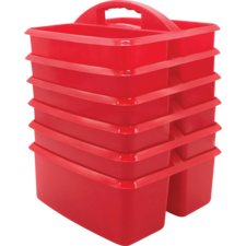 Red Plastic Storage Caddies 6-Pack