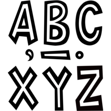 Black and White 7" Fun Font Letters