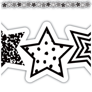 TCR6939 Black and White Stars Die-Cut Border Trim Image