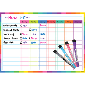 TCR71001 Colorful Dry-Erase Magnetic Task Chart Image
