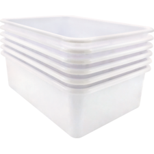 White Large Plastic Storage Bin 6 Pack